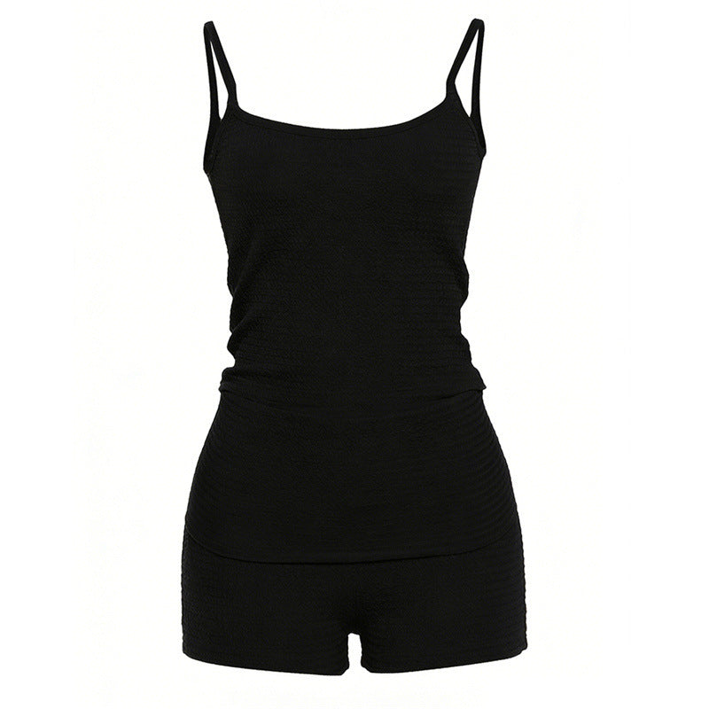 Damen Lässiges Oberteil und Shorts Set mit feinem Strukturdesign Drune