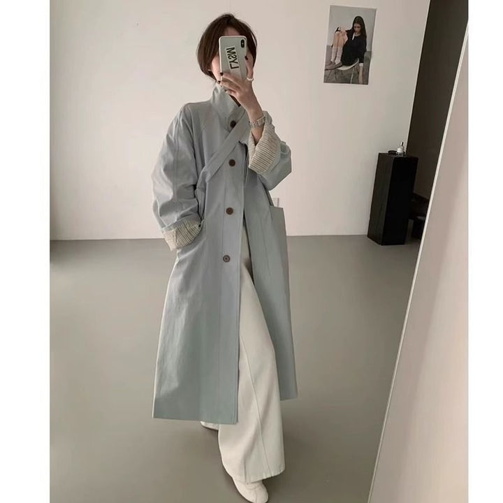 Damen eleganter Trenchcoat mit Knopfdetails und oversized Schnitt Drune
