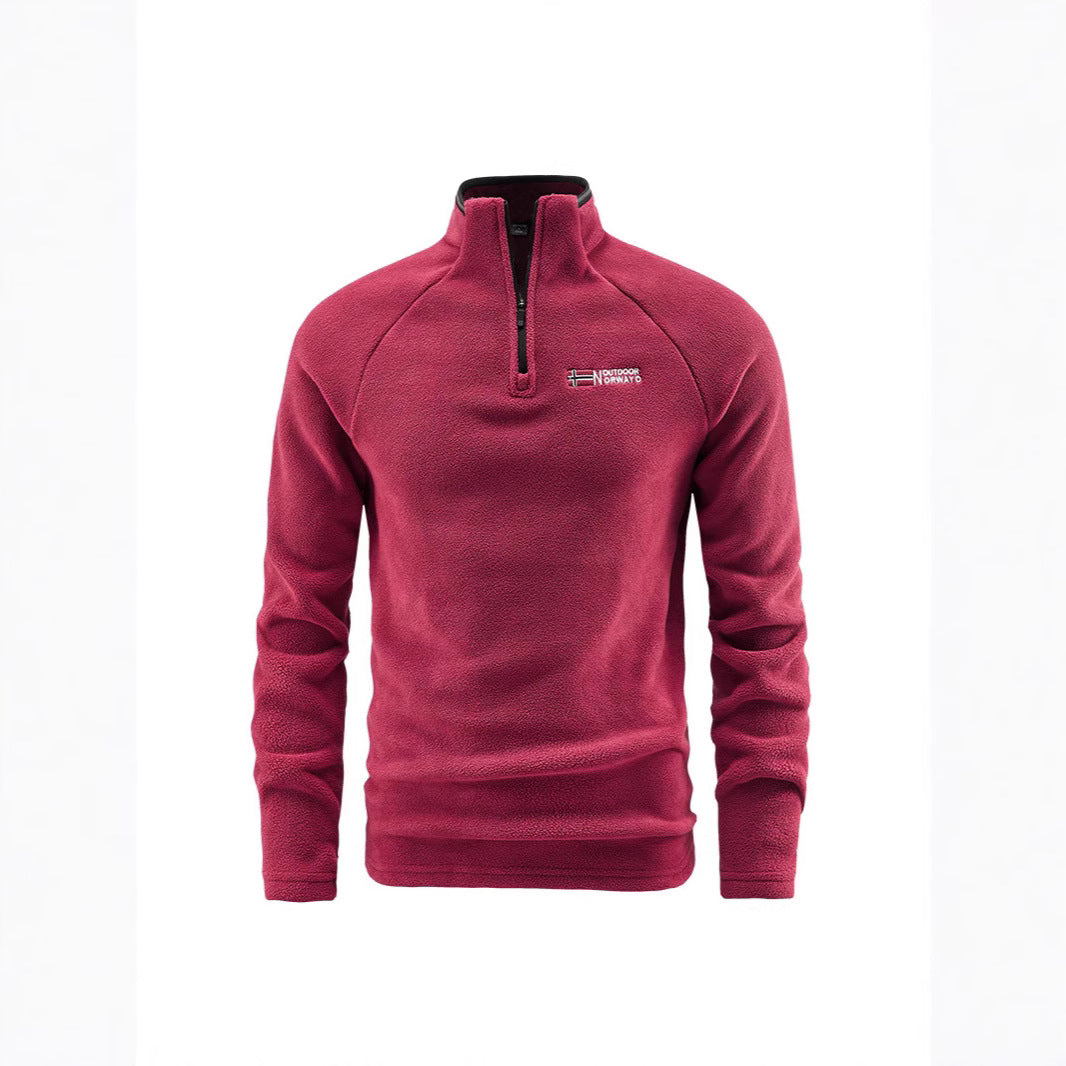 Herren Flauschiger Zip‑Troyer Fleecepullover mit Stehkragen und Raglanärmeln Drune