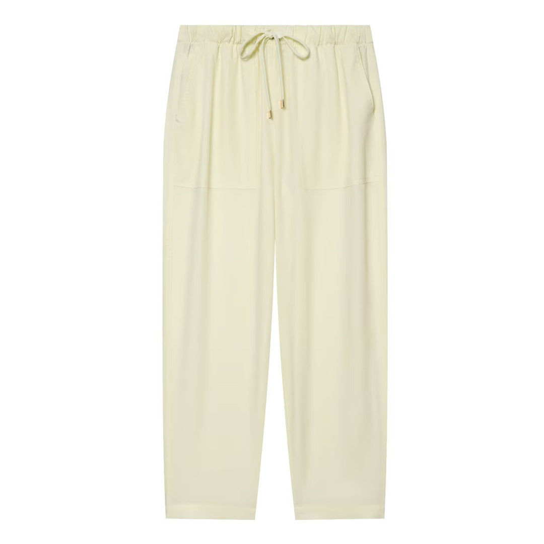 Damen Leichte Relaxed-Cropped-Loungehose mit Gummibund und Eingrifftaschen Drune