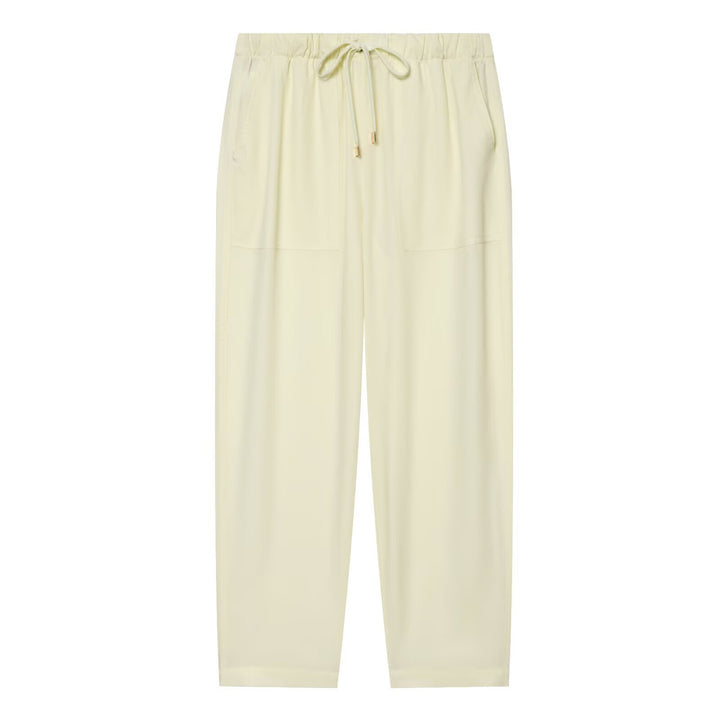Damen Leichte Relaxed-Cropped-Loungehose mit Gummibund und Eingrifftaschen Drune