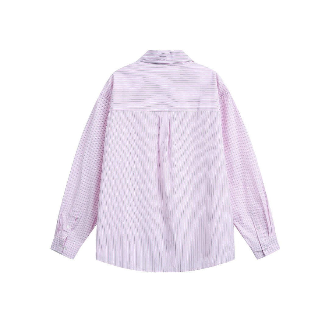 Damen Oversize-Hemdbluse mit feinen Streifen, Kentkragen und Brusttasche Drune