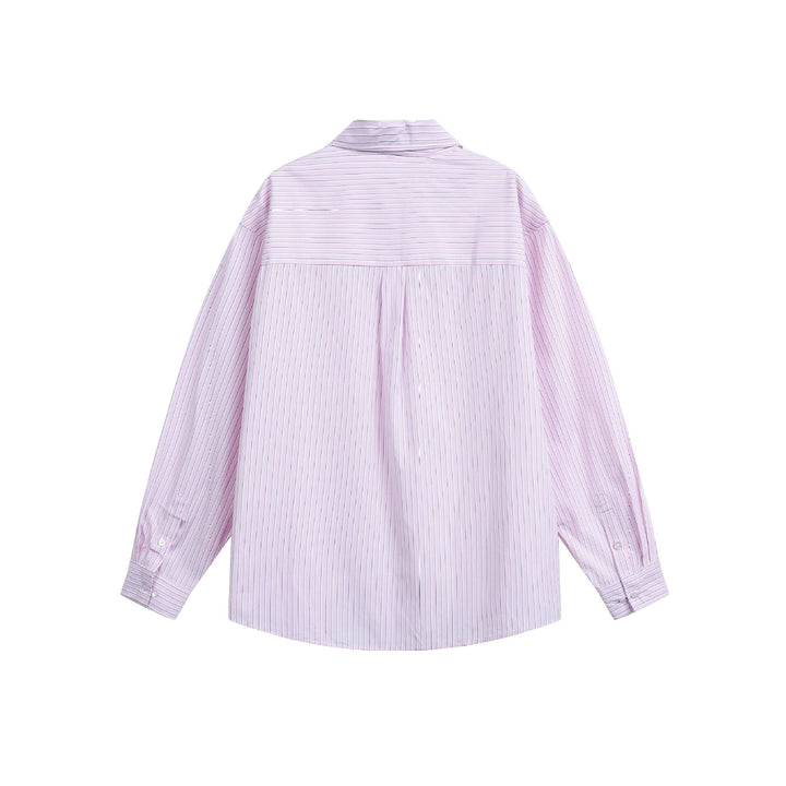 Damen Oversize-Hemdbluse mit feinen Streifen, Kentkragen und Brusttasche Drune