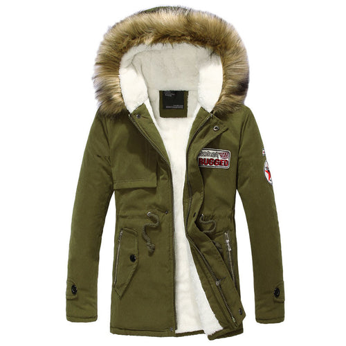 Herren stylische Winterjacke mit abnehmbarer Kapuze Drune