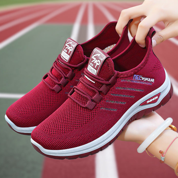 Damen nan leichte gestrickte Freizeitsneaker mit elastischem Schnellzug-Kordelsystem und stoßdämpfender EVA-Sohle Drune