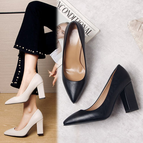 Damen elegante High Heels mit blockiertem Absatz Drune