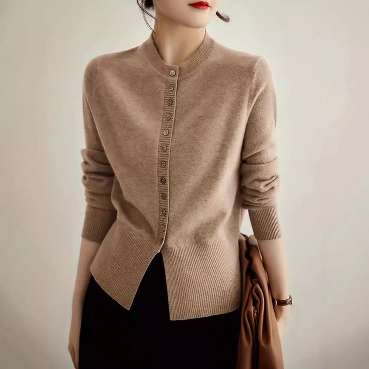 Damen Strickjacke mit feiner Knopfleiste und elegantem Stehkragen Drune