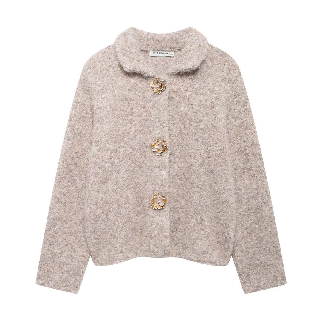 Damen Kuschelige Fleecejacke mit eleganter Knopfleiste Drune