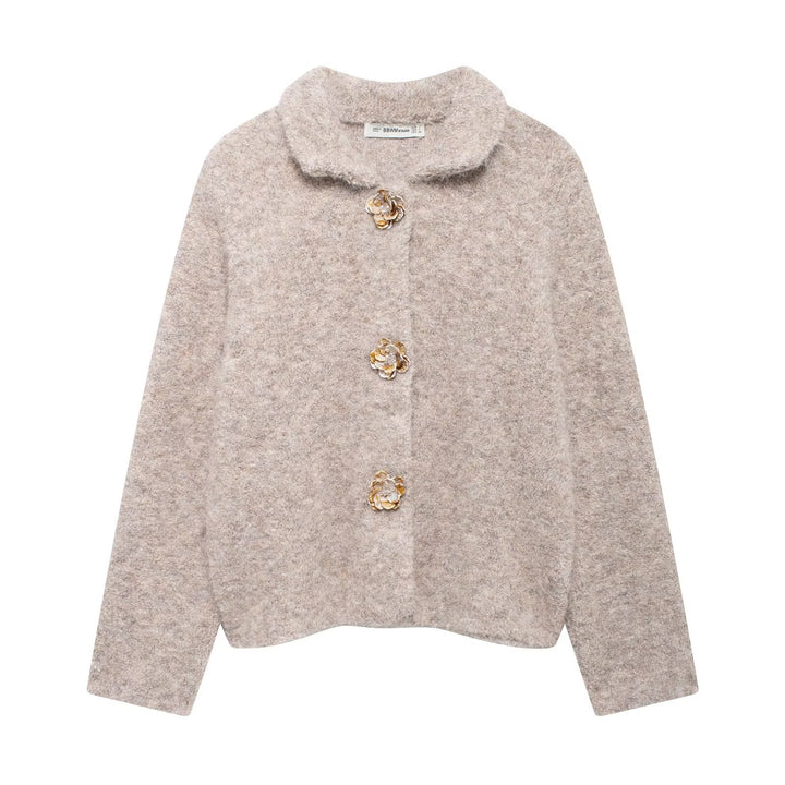 Damen Kuschelige Fleecejacke mit eleganter Knopfleiste Drune