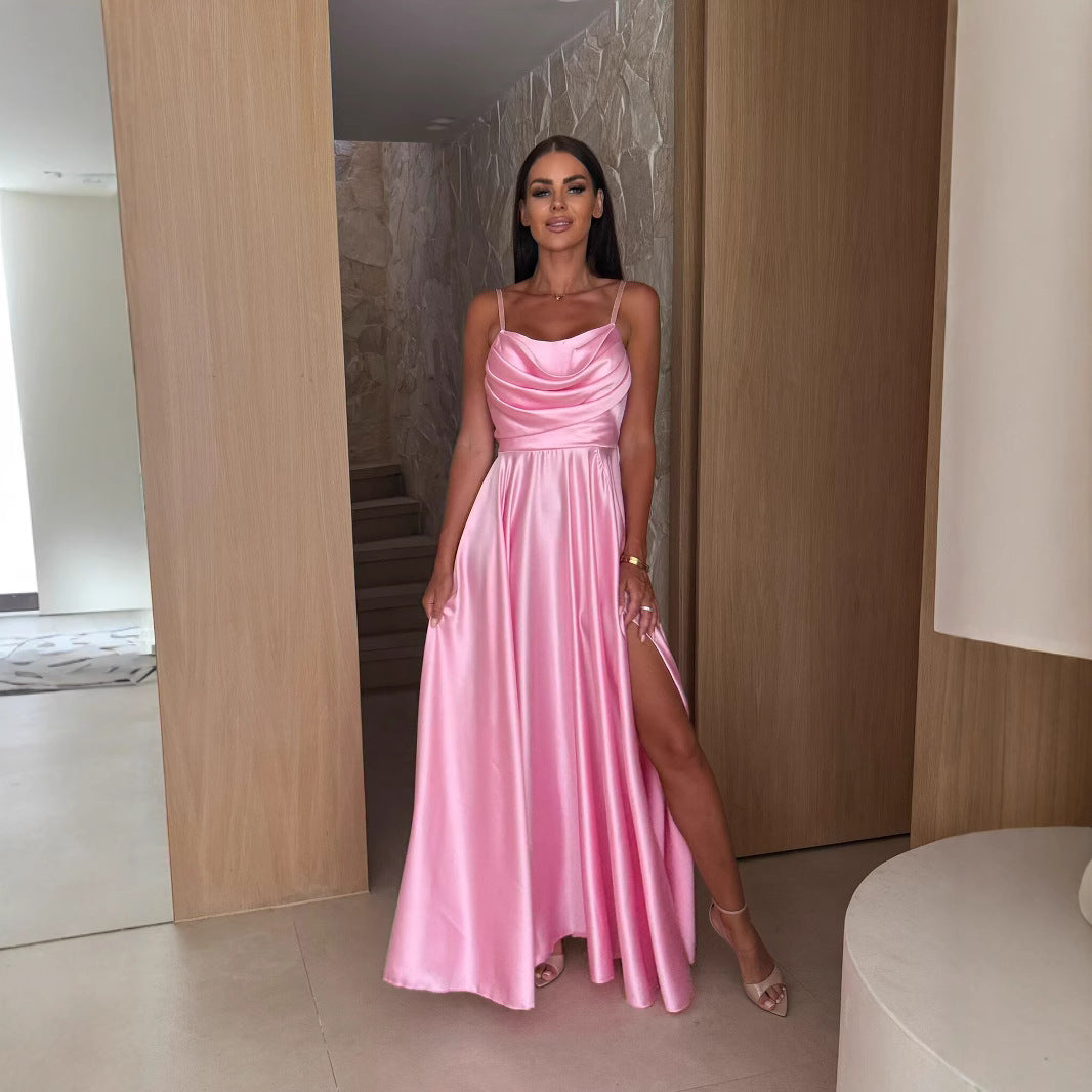 Damen Elegantes Abendkleid mit tiefem Ausschnitt und seitlichem Schlitz Drune