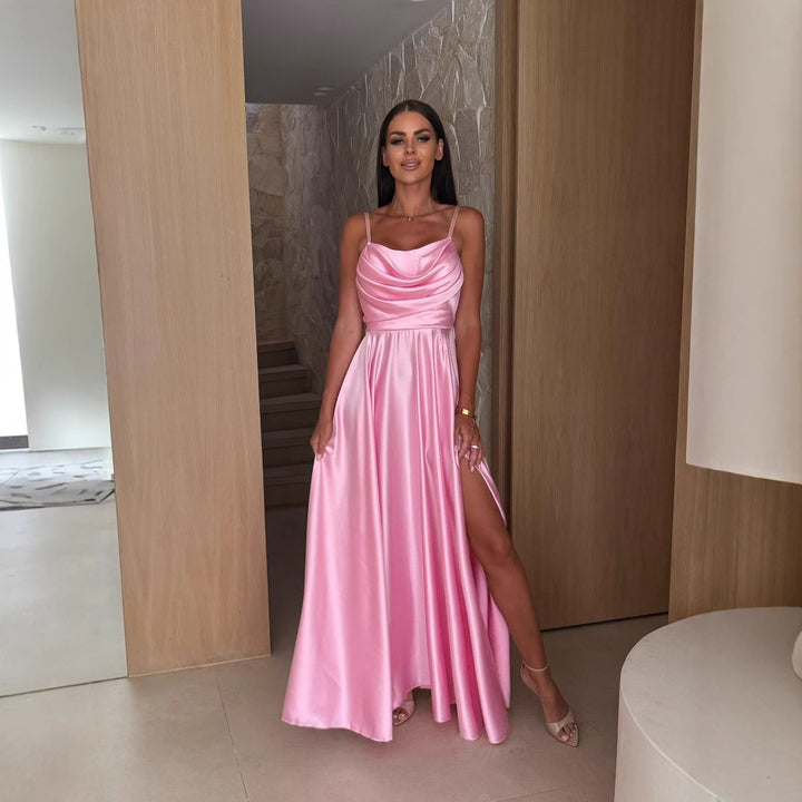 Damen Elegantes Abendkleid mit tiefem Ausschnitt und seitlichem Schlitz Drune