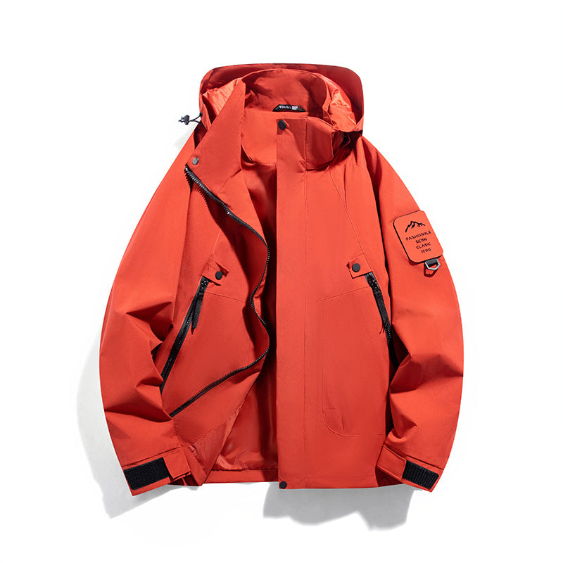 Herren wind- und wasserdichte Functional-Parka mit verschließbaren Zipper-Taschen und verstellbarer Kapuze Drune