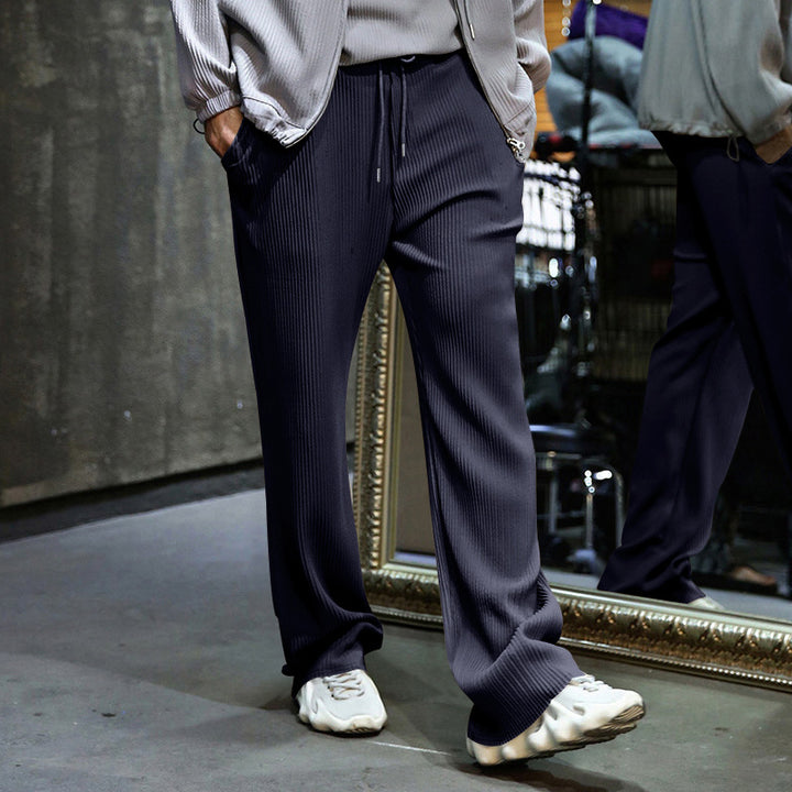 Herren nan locker geschnittene Plissee-Hose mit Tunnelzug und weitem Bein Drune