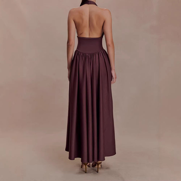 Damen Halter-Ausschnitt Maxikleid mit figurbetonter Silhouette Drune