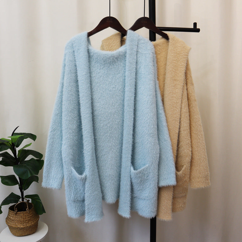 Damen Kuscheliger Cardigan mit langen Ärmeln und praktischen Taschen Drune