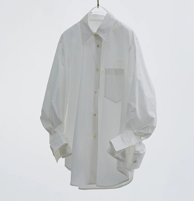 Damen Oversize-Baumwollhemd mit extra weitem Schnitt und Brusttasche Drune