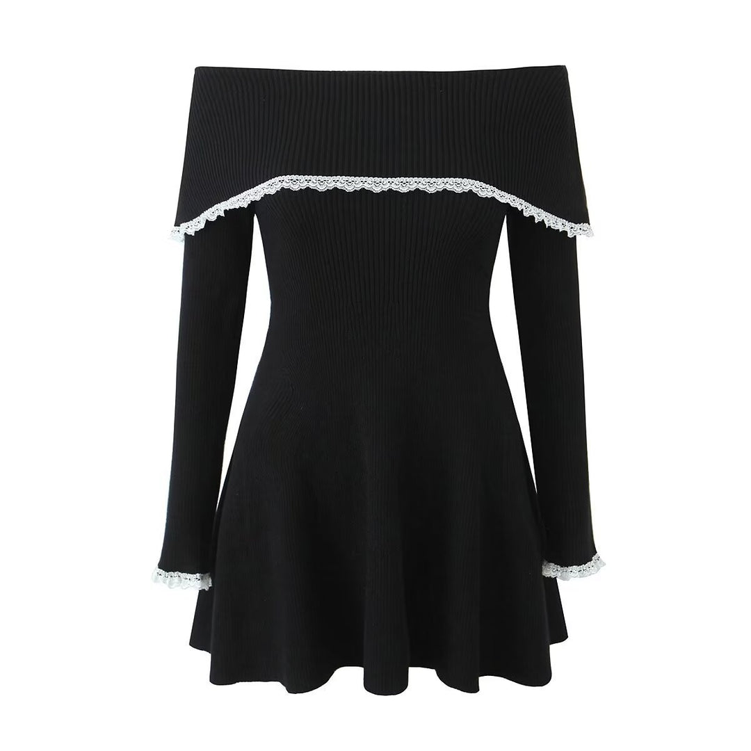 Damen Kleid mit abnehmbarem Spitzenkragen Drune
