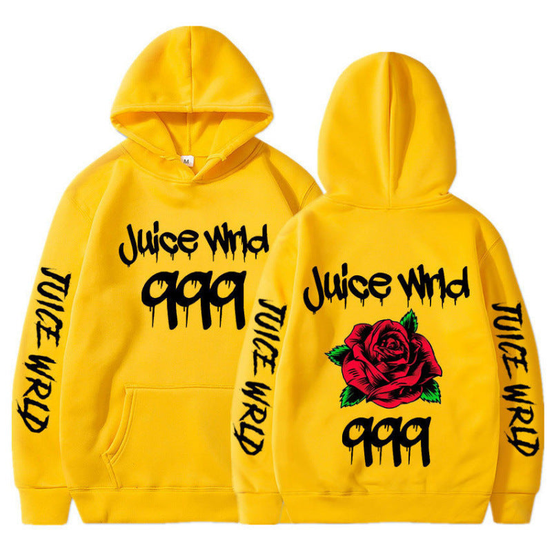 Damen Kapuzenpullover mit auffälligem Grafikdesign und romantischem Rosenmotiv Drune