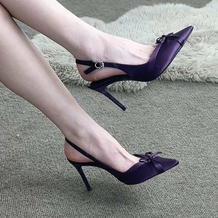 Damen Slingback‑Pumps mit spitzer Kappe, zierlichem Kitten‑Absatz und Schleifen‑Detail Drune