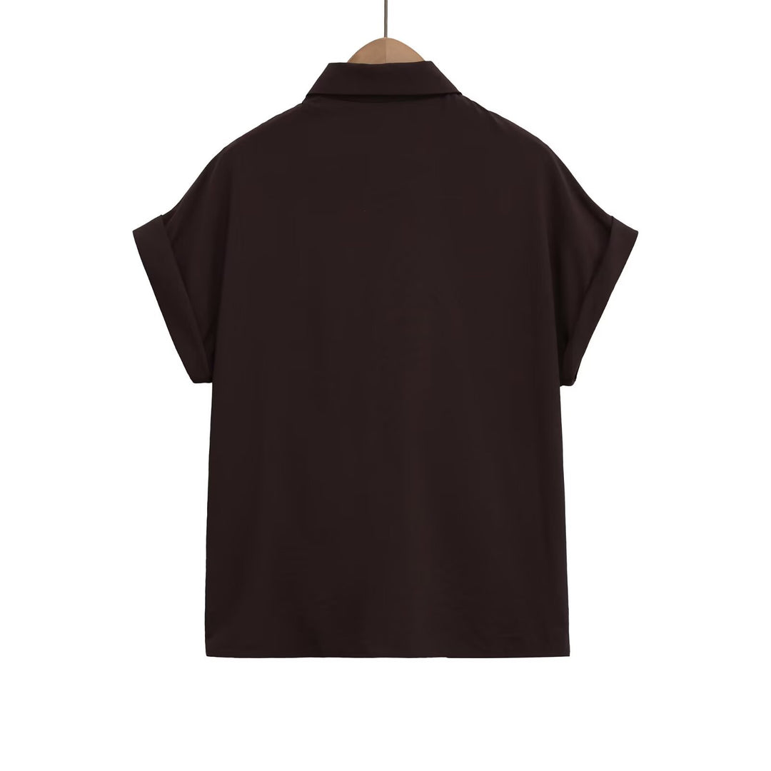 Damen Kurzarmbluse mit Knotendetail und elegantem Schnitt Drune