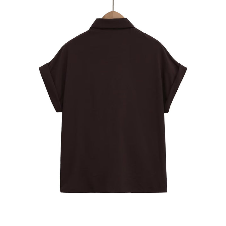 Damen Kurzarmbluse mit Knotendetail und elegantem Schnitt Drune