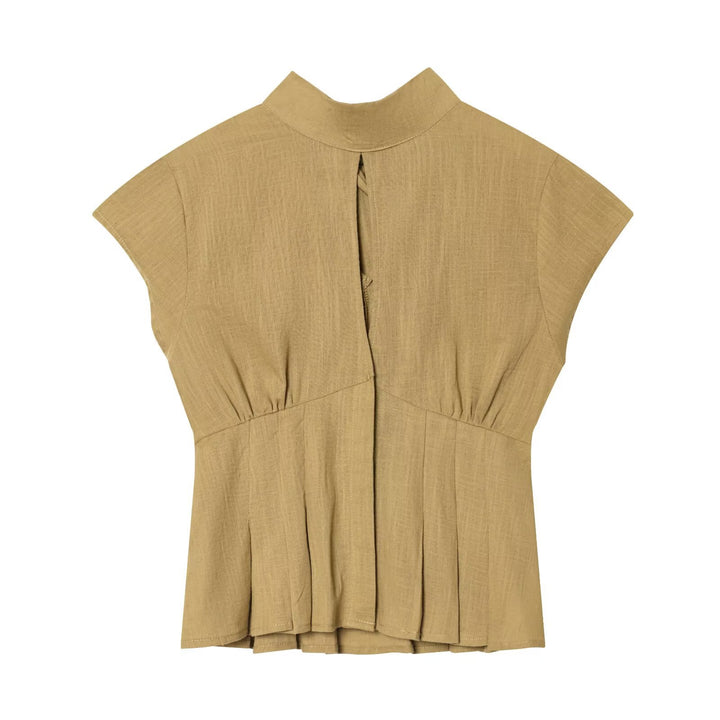 Damen Blusenshirt mit elegantem Stehkragen und plissierten Details Drune