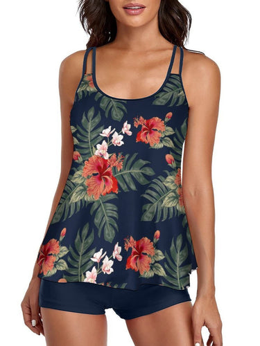Damen Tankini mit floralen Mustern und verstellbaren Trägern Drune