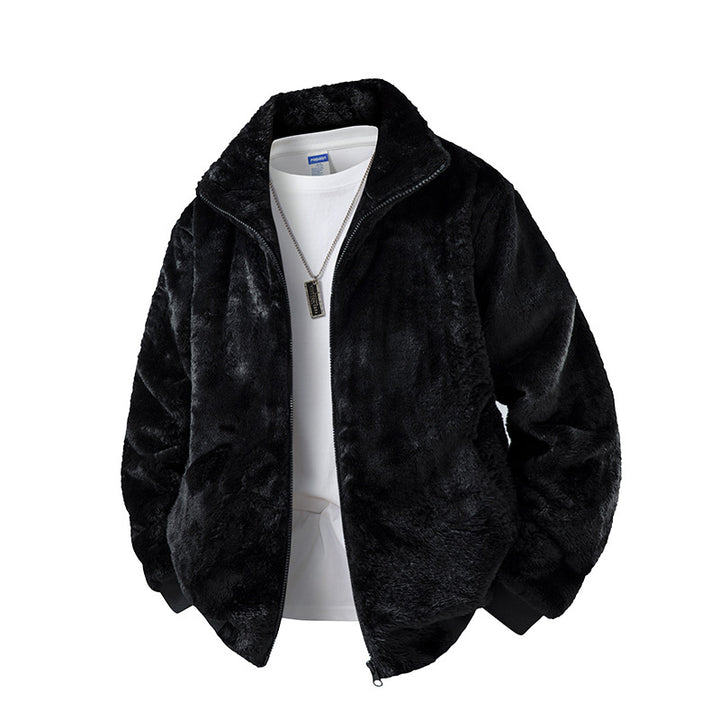 Herren Fleecejacke mit hohem Kragen und elastischem Bund Drune