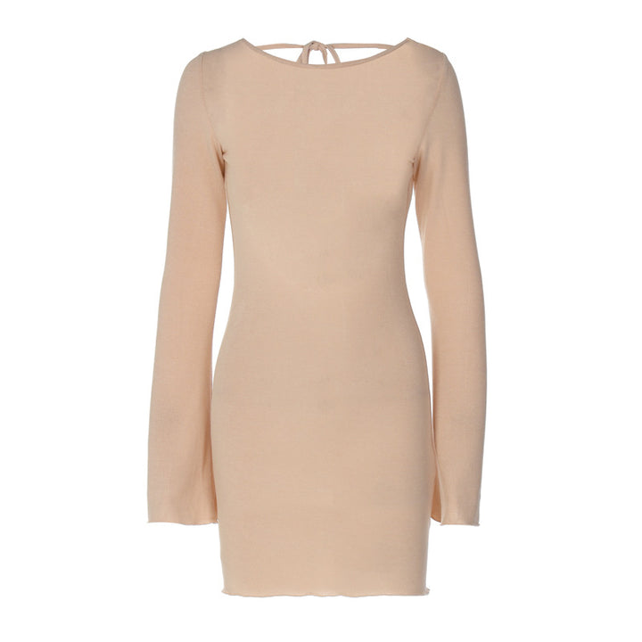 Damen langärmliges Mini-Kleid mit elegantem Schnitt Drune