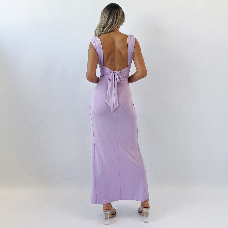 Damen Figurbetontes Maxi-Kleid mit elegantem Schlitz und Raffungen Drune