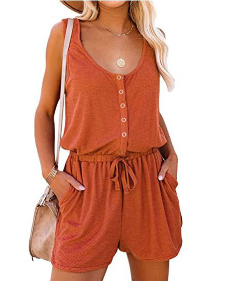 Damen Praktischer Jumpsuit mit Knopfdetails und verstellbarem Bund Drune