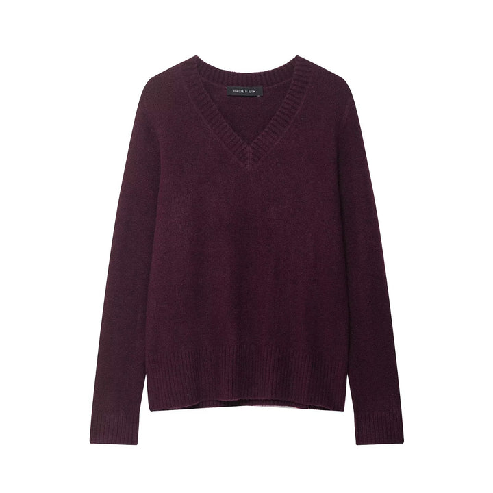 Damen V-Ausschnitt Strickpullover Drune
