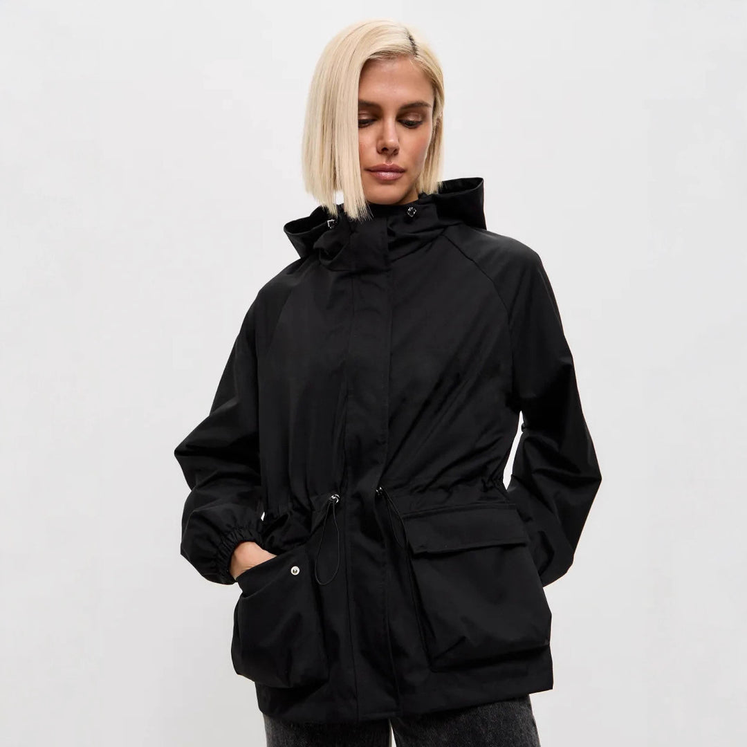 Damen praktische und stylische Outdoor-Jacke mit verstellbarem Bund Drune