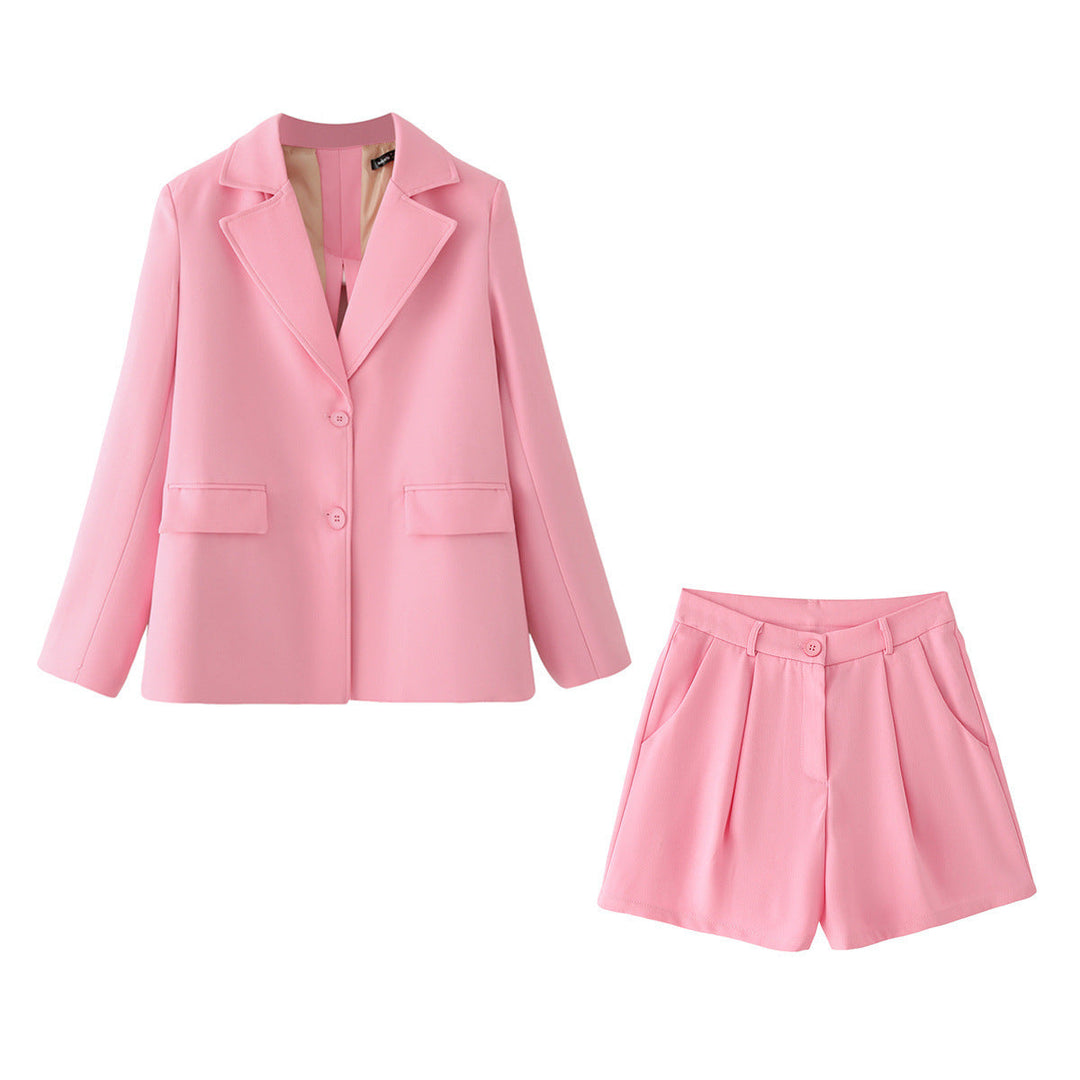 Damen Blazer-Short-Set mit eleganter Schnittführung und praktischen Taschen Drune