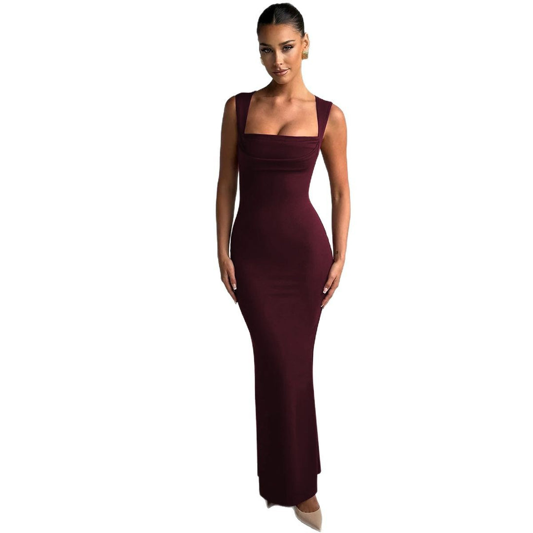 Damen Figurbetontes Abendkleid mit Quadrat-Ausschnitt und eleganter Drapierung Drune