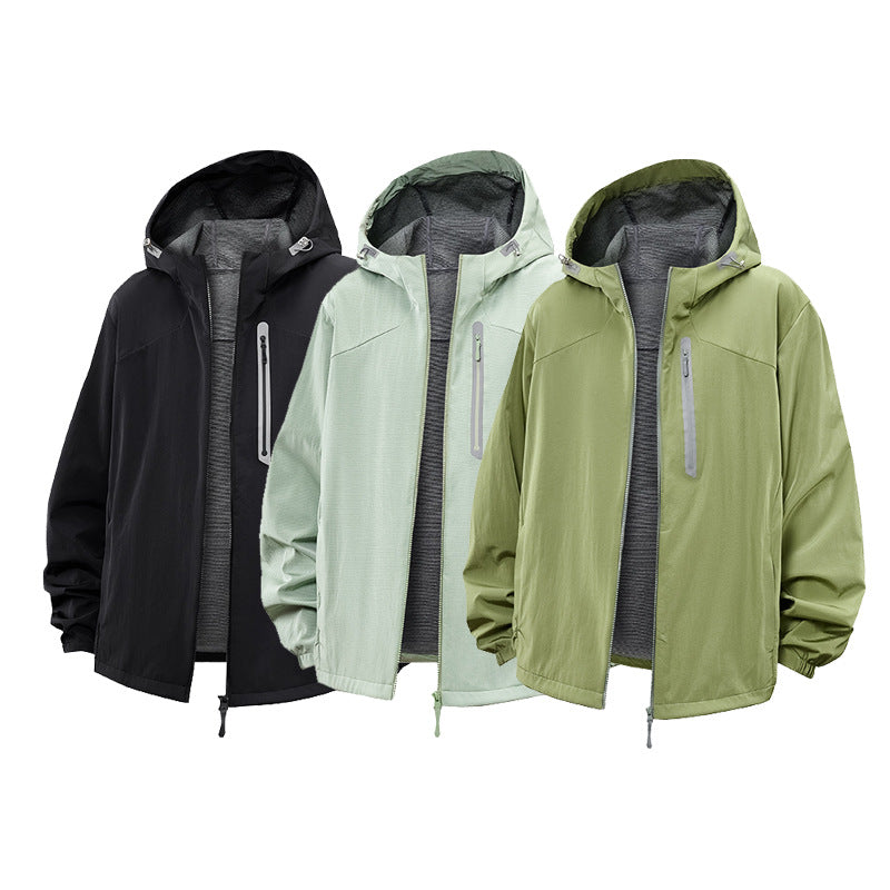 Herren Leichte Atmungsaktive Kapuzen-Outdoorjacke mit Minimalistischem Tech-Lining Drune
