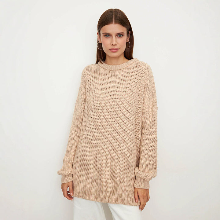 Damen lockerer Strickpullover mit weitem Schnitt Drune