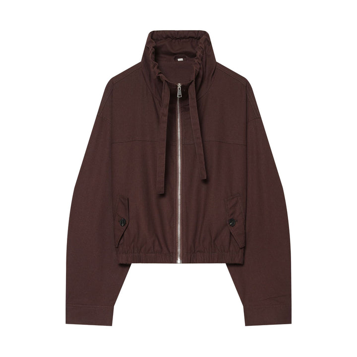Damen Cropped Utility‑Blouson mit hohem Stehkragen, Tunnelzugbund und Pattentaschen Drune