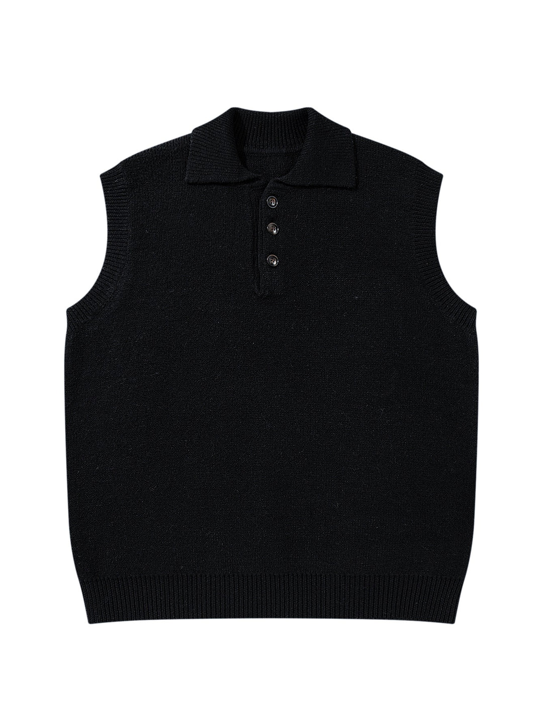 Unisex Ärmellose Strickweste mit Polokragen und Knopfleiste Drune