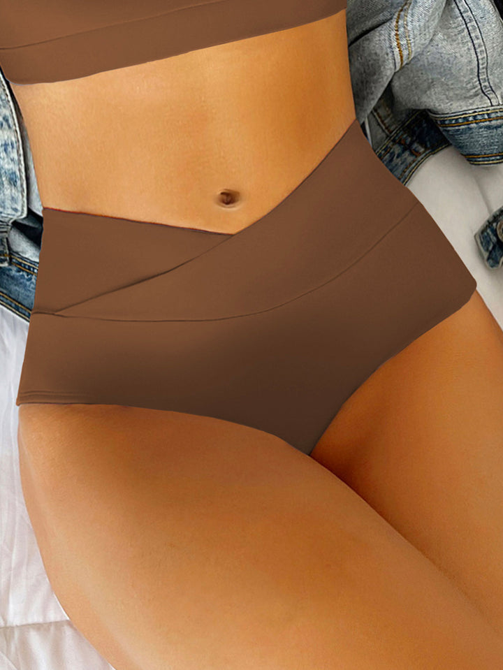 Damen Hochtaillierte Badeshorts mit Raffung Drune