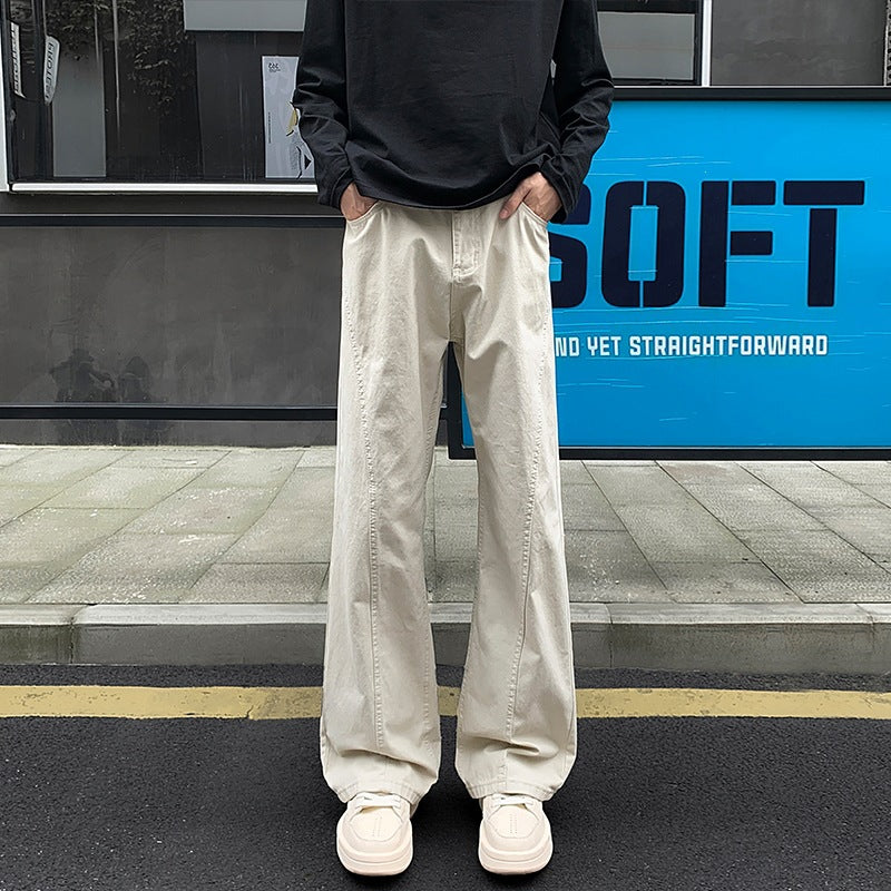 Herren Weit geschnittene Canvas-Hose mit extra weitem Bein und tiefem Schritt Drune