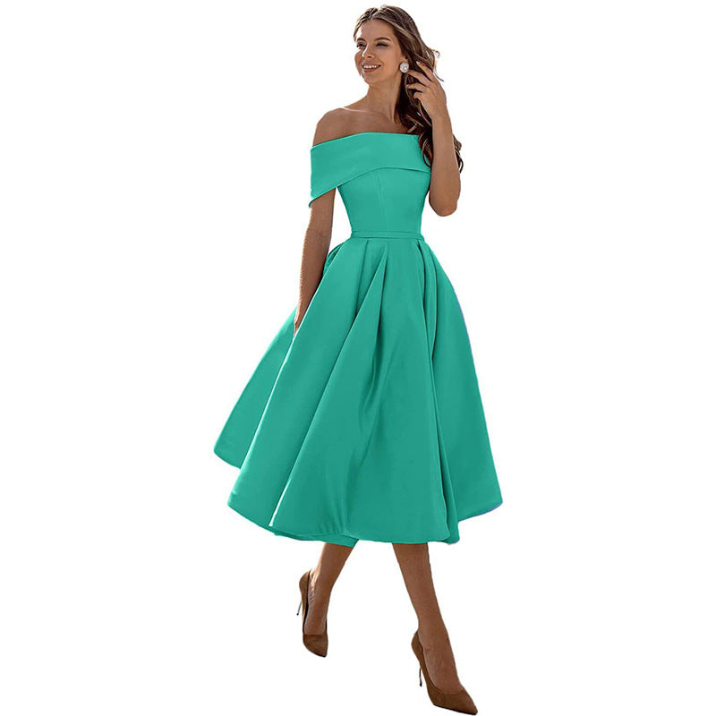 Drune | Vielseitiges Trägerloses Satin-Kleid Für Partys