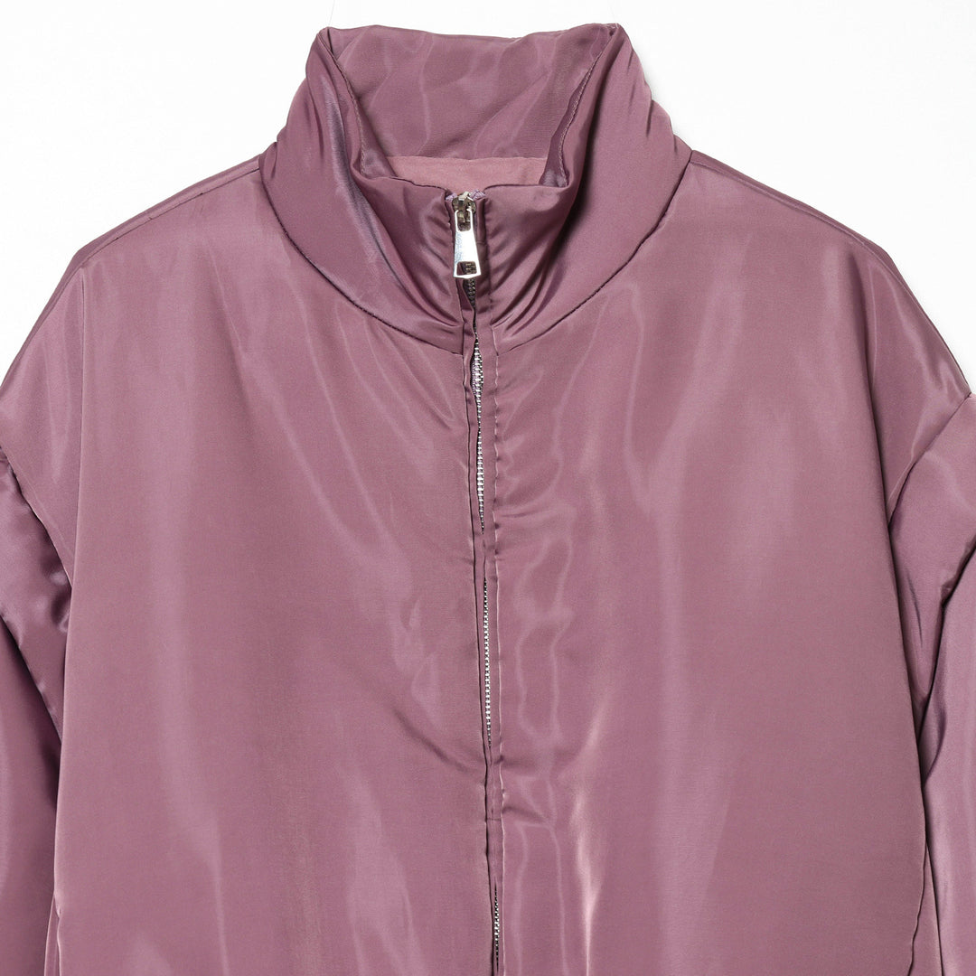 Damen Kurze gesteppte Cropped-Übergangsjacke mit Stehkragen, wattierter Fütterung und elastischem Saum Drune