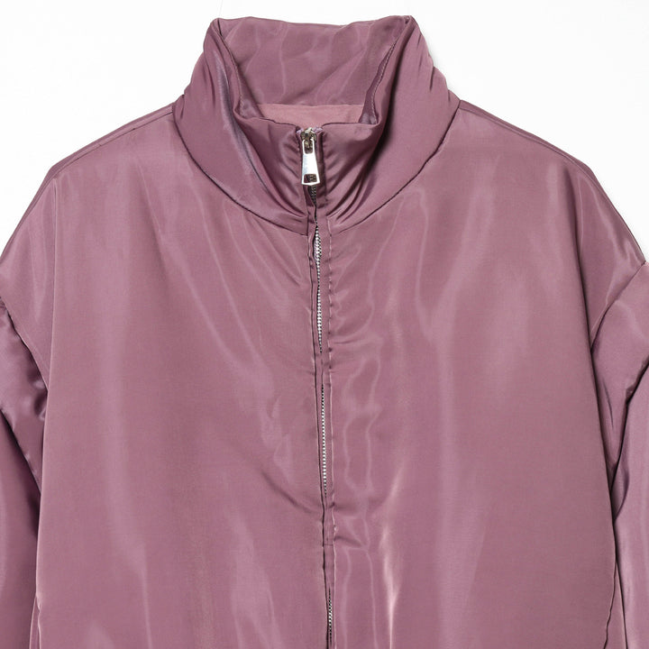 Damen Kurze gesteppte Cropped-Übergangsjacke mit Stehkragen, wattierter Fütterung und elastischem Saum Drune