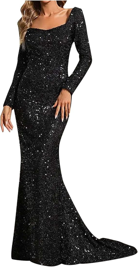Damen Abendkleid mit schimmerndem Paillettenbesatz und eleganter Silhouette Drune