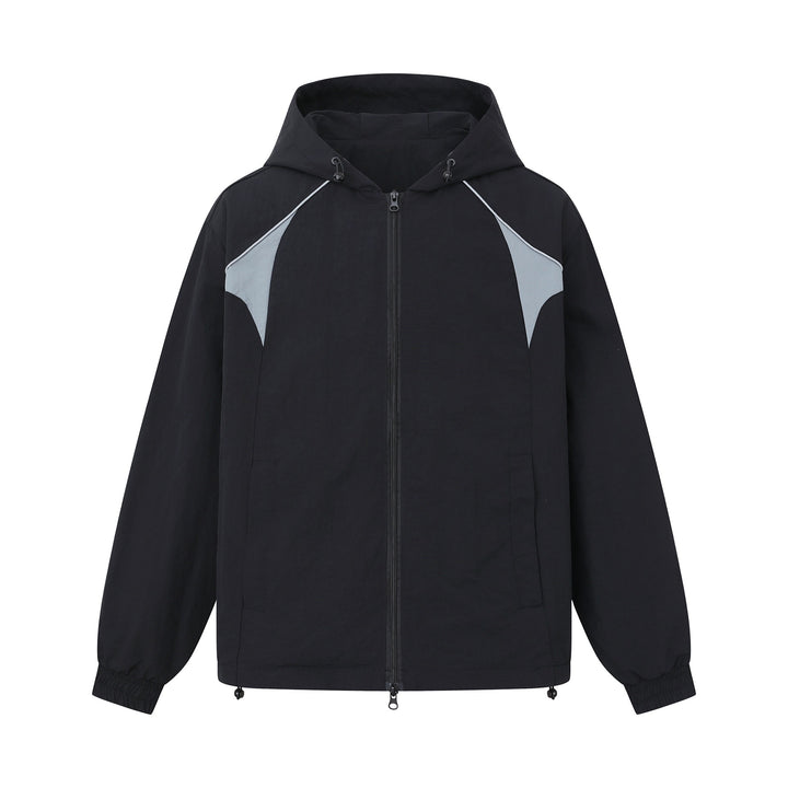 Unisex Leichtgewichtiger Boxy-Kapuzenblouson mit Zwei‑Wege‑Reißverschluss und Kordelzugsaum Drune