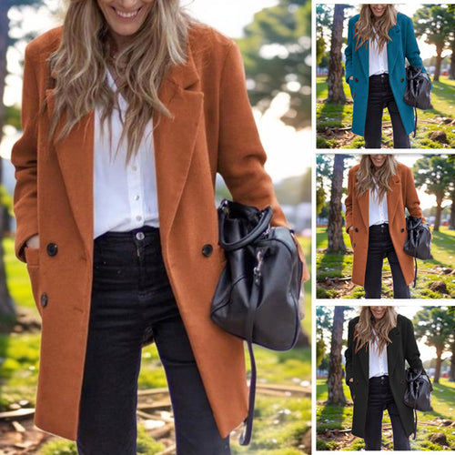Damen eleganter Wollüberzugmantel Drune