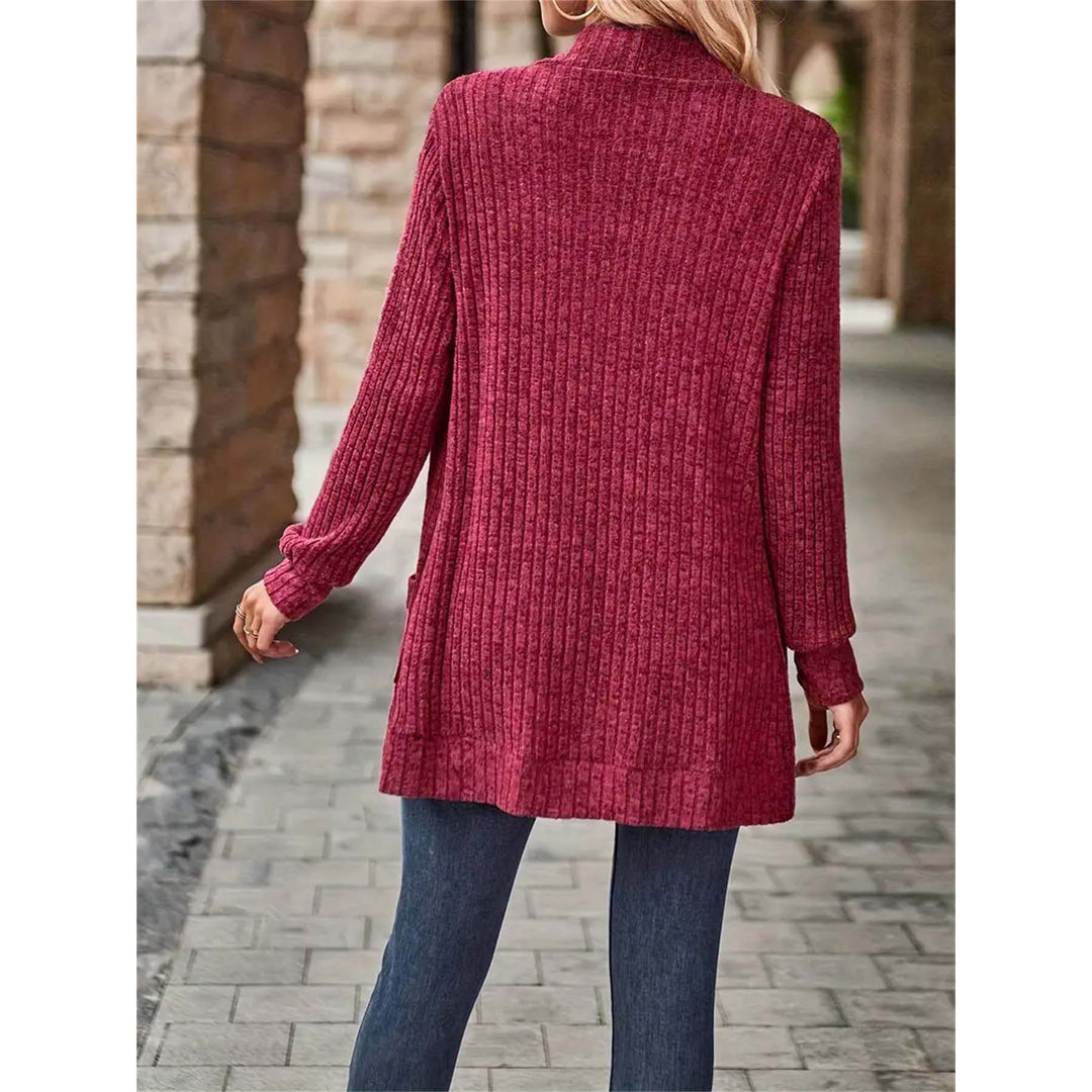 Damen Strickjacke mit langen Ärmeln und strukturiertem Design Drune