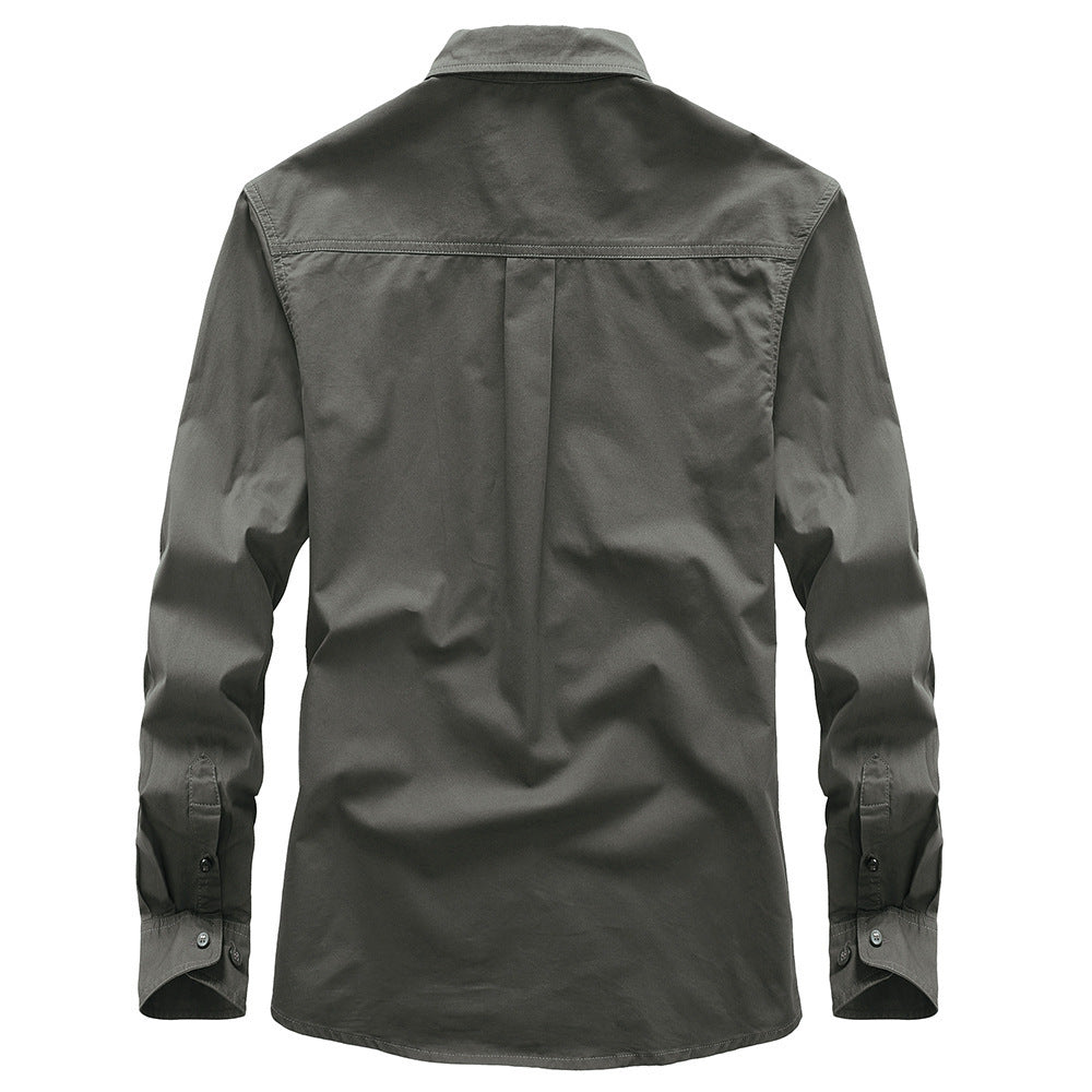 Herren Casual-Hemd aus Baumwollmix mit Kentkragen und dezentem Logo Drune