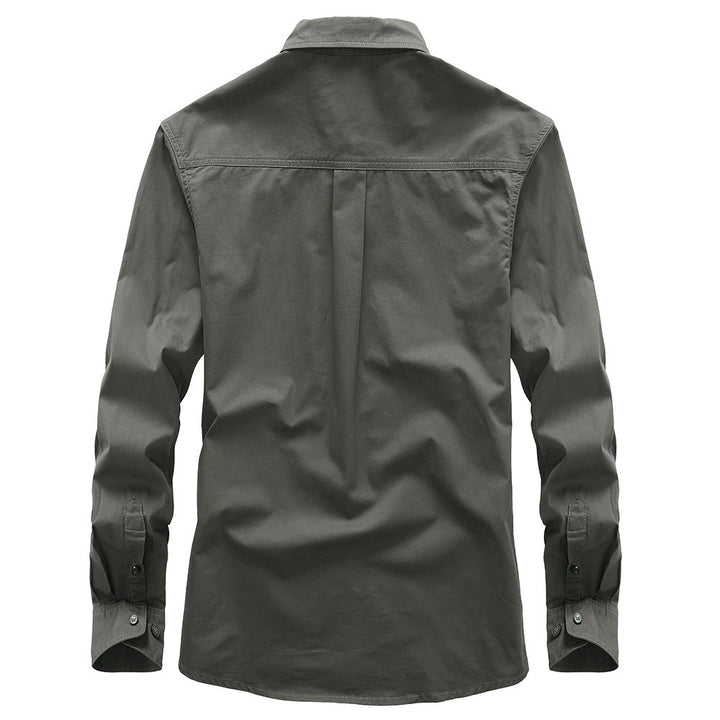 Herren Casual-Hemd aus Baumwollmix mit Kentkragen und dezentem Logo Drune